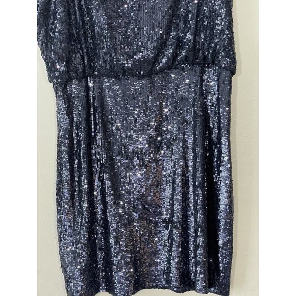 Tory Burch Sequin Dress Size Medium Alton Blue Belted Sparkle Evening Glam - Picture 5 of 9
